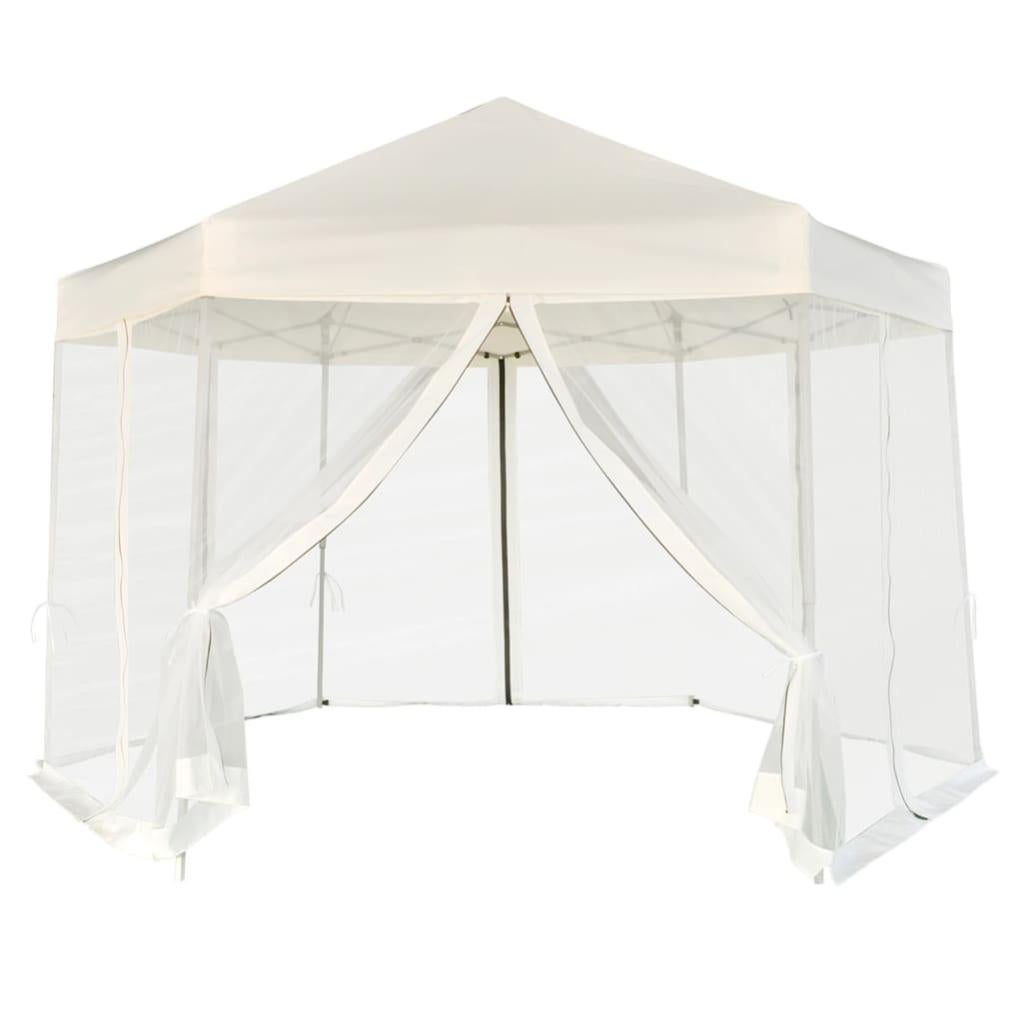 vidaXL Tenda esagonale pop-up con 6 pareti laterali gazebo a baldacchino parasole parasole per esterni, giardino, balcone, cortile, matrimonio, blu scuro