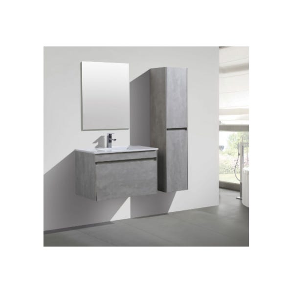 Ensemble Meuble Suspendu Couleur Gris Beton Simple Vasque Agate Leroy Merlin