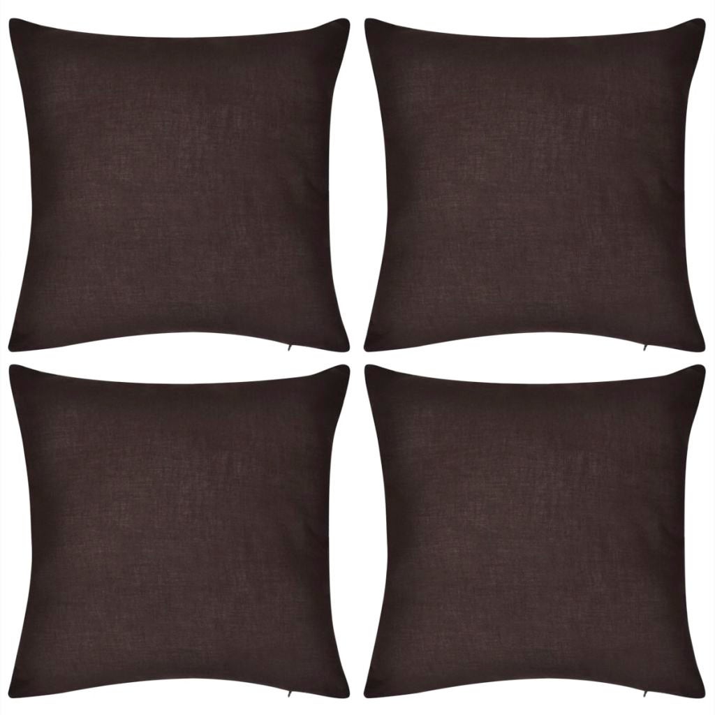 Lot de 2 housses coussin en coton - Marron