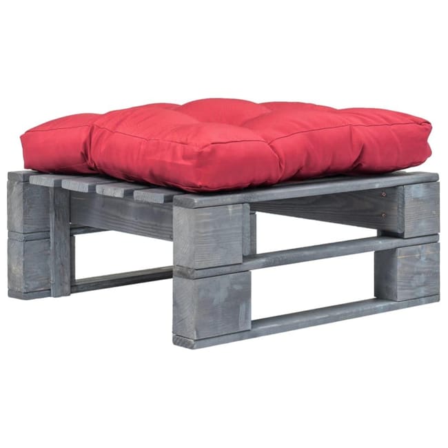 Repose Pied Palette De Jardin Avec Coussin Rouge Bois Gris Vidaxl Leroy Merlin