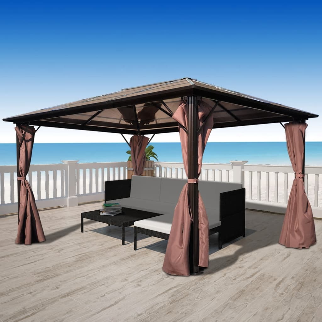 Gazebo con Tenda 400 x 300 cm Antracite Alluminio - AMDGarden