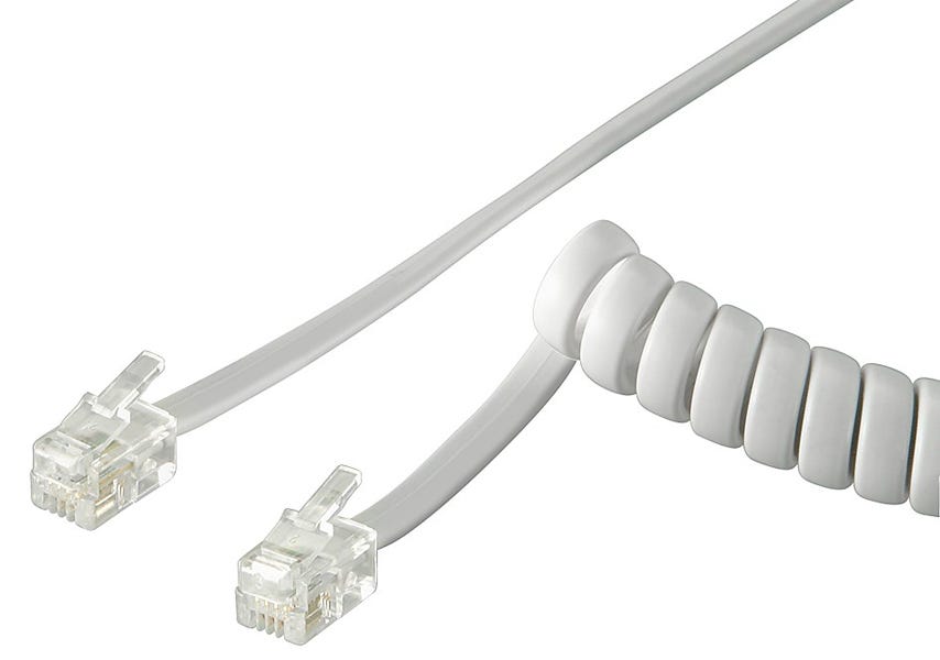 Câble téléphone spirale RJ9 2m blanc