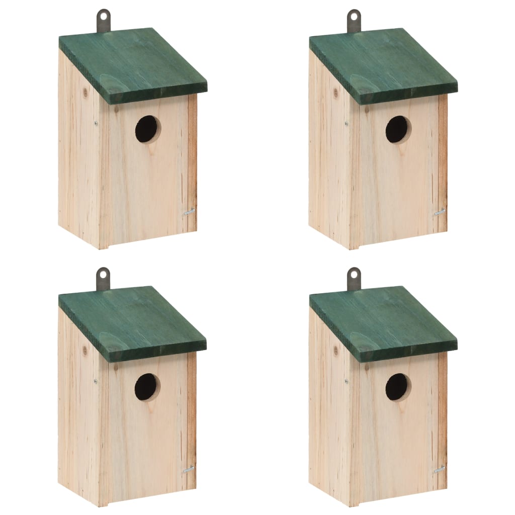 Nichoir oiseaux pour extérieur 4 pièces en bois 12x12x22 cm