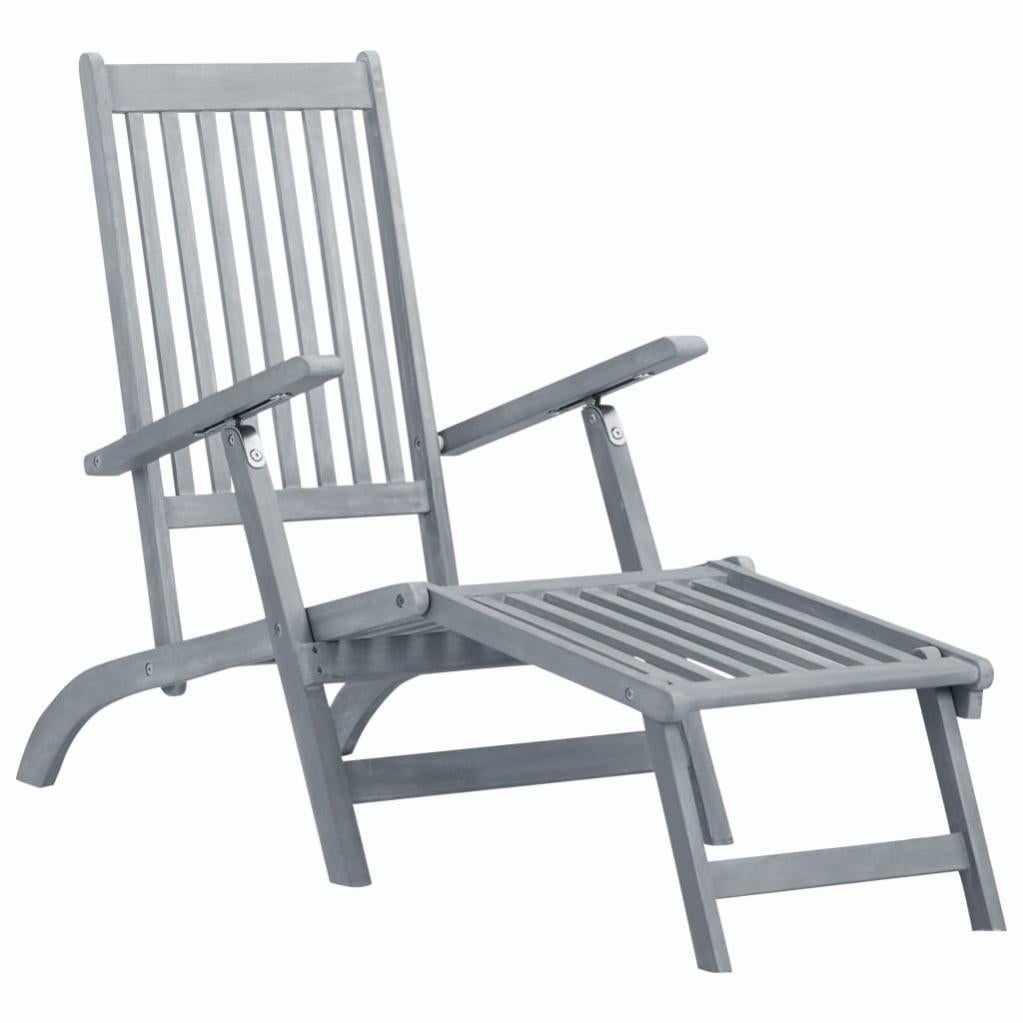 VidaXL Sdraio Imbottita Elegante In Similpelle Grigia - Chaise Lounge Con Gambe In Acciaio E Porta USB