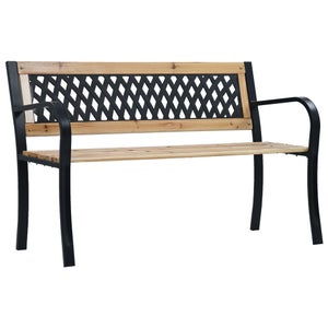 Banc de jardin en bois d'acacia 120 cm avec coussin rouge foncé VIVARA 