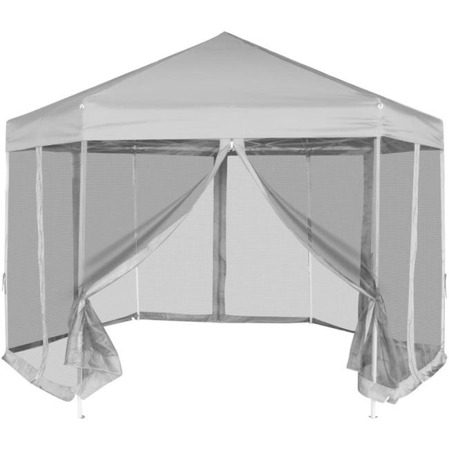 vidaXL Tenda pop-up esagonale con 6 pareti laterali Grigio vidaXL Tenda pop-up esagonale con 6 pareti laterali Grigio