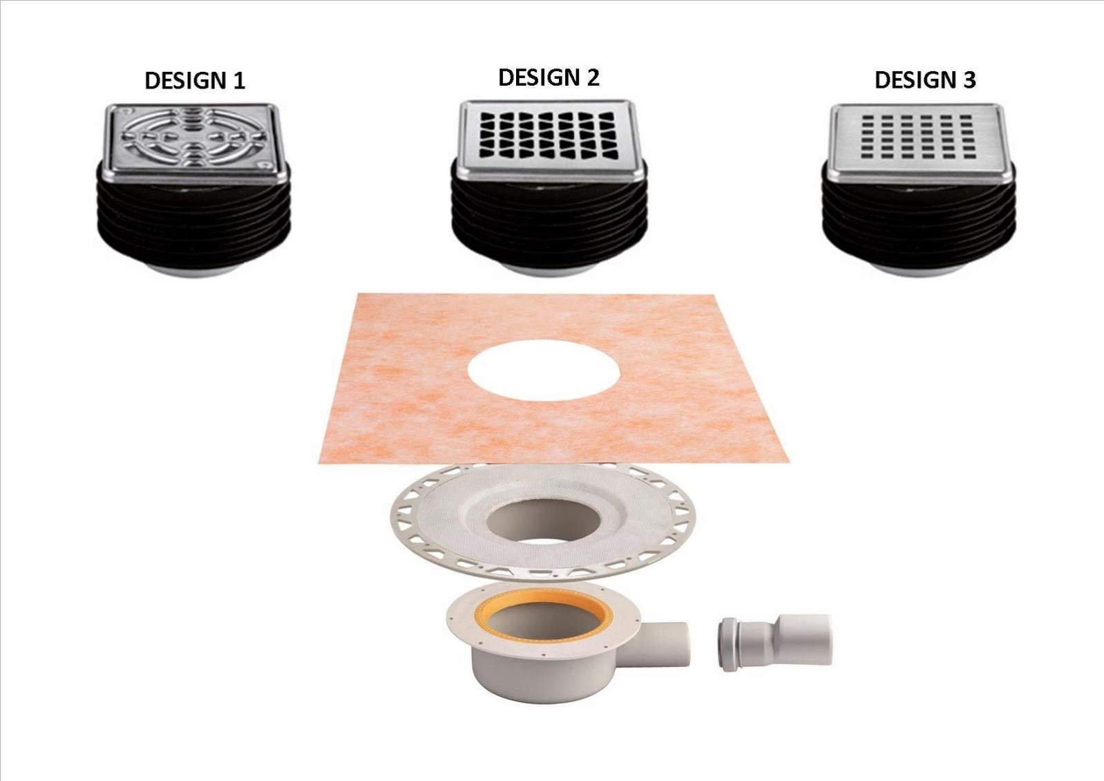 Kit d'évacuation pour douche à l'italienne, sortie horizontale KERDI