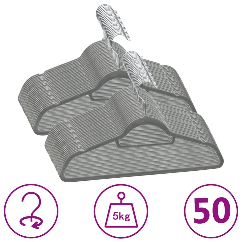 Set Appendiabiti 100 pz Antiscivolo Grigio in Velluto