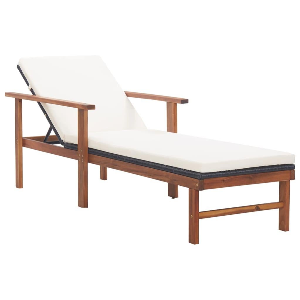 VidaXL Sdraio Da Giardino In Poly Rattan Con Cuscino - Lettino Regolabile Su 4 Posizioni, Struttura In Acciaio, Multicolore - 5