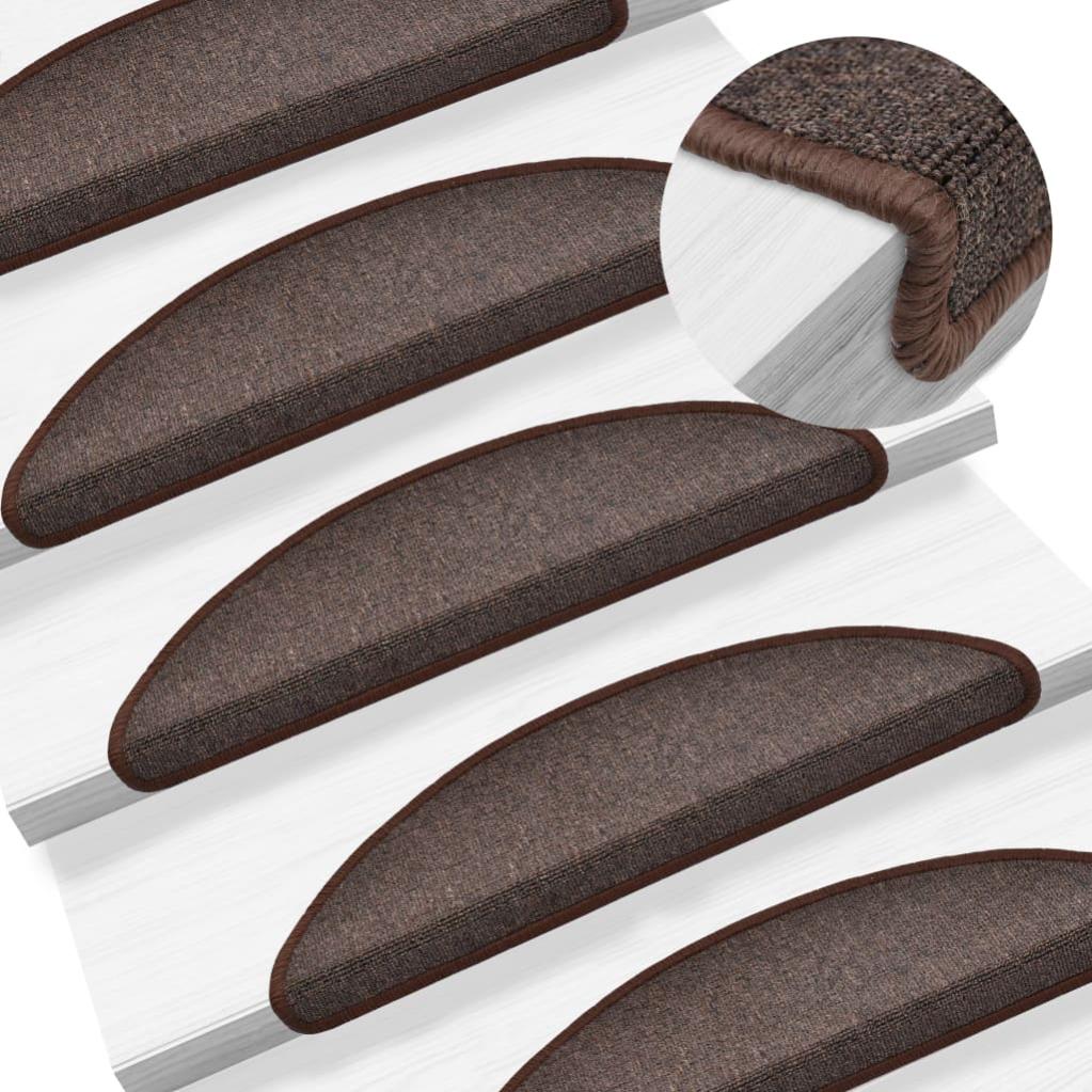 VidaXL Tappetini Per Scale 15 Pezzi - 56x17x3 Cm - Marrone Chiaro - Antiscivolo E Lavabili