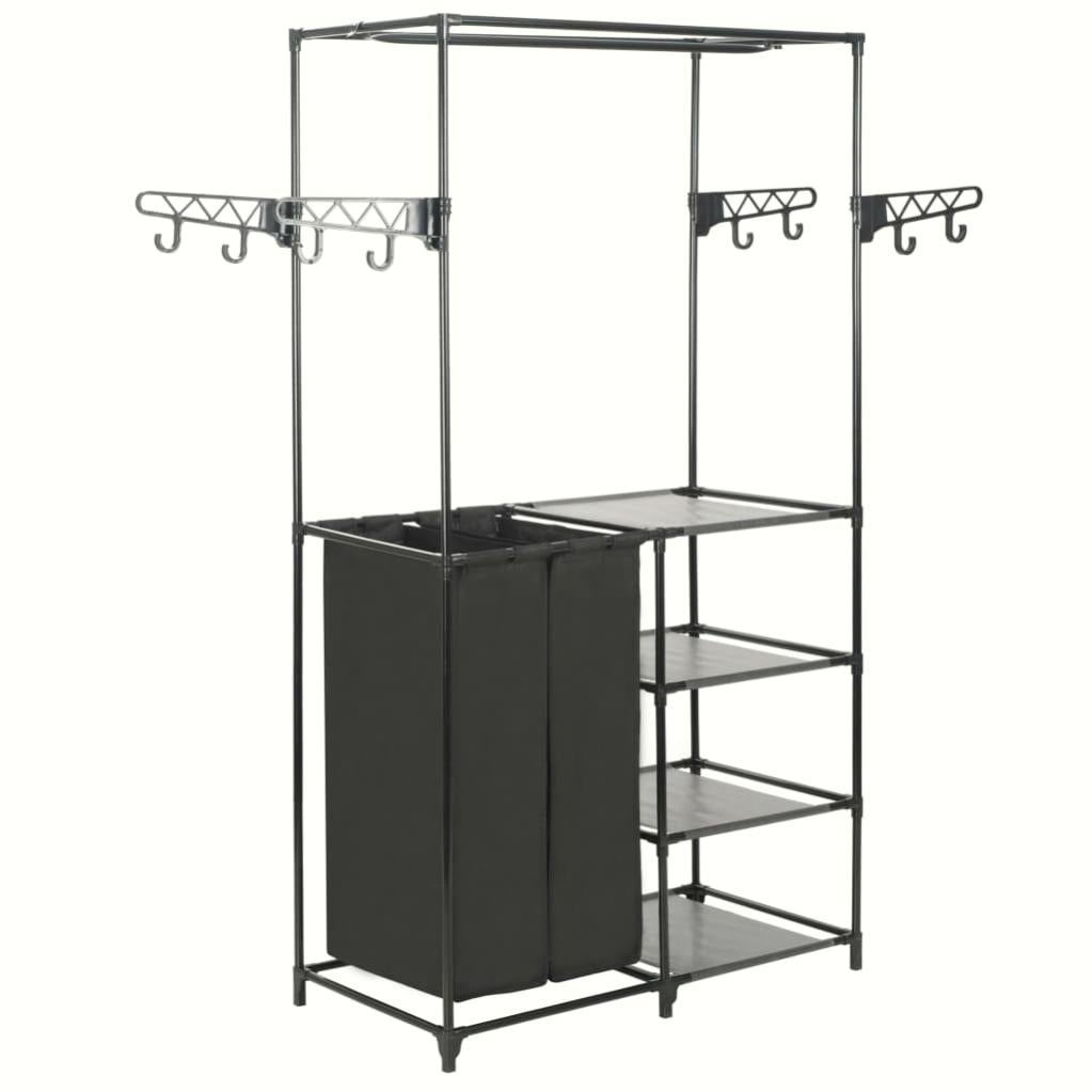 Armadietto con 4 Cesti in Tessuto Nero 63x30x71 cm Acciaio