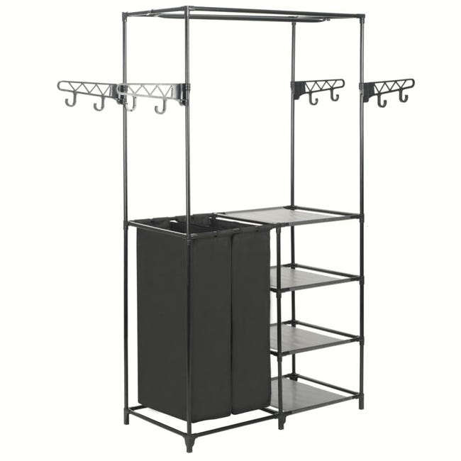 Armadietto con 4 Cesti in Tessuto Nero 63x30x71 cm Acciaio Armadietto con 4 Cesti in Tessuto Nero 63x30x71 cm Acciaio