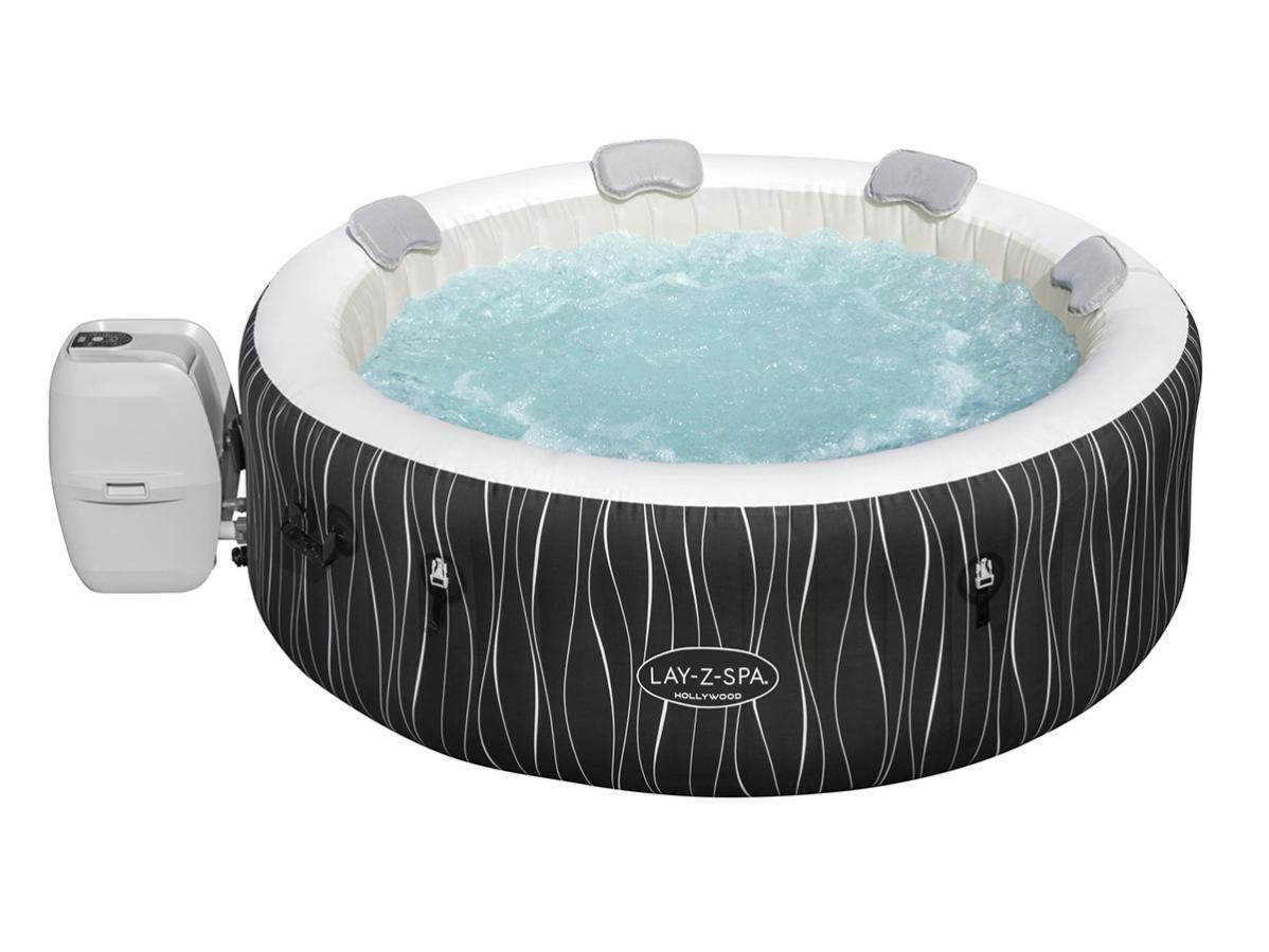 Spa Hinchable Bestway Lay-Z-Spa Holywood 196X66 Cm Para 6 Personas Con Airjet, Luz Led, Cobertor, Almohadas Y Mando A Distancia