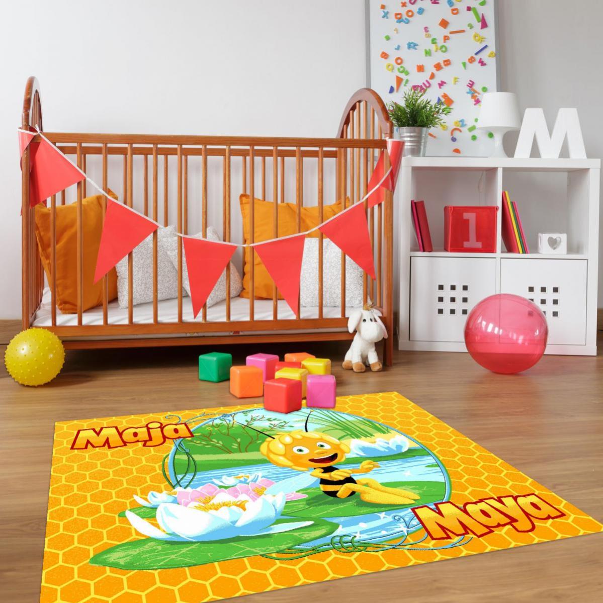 Tapis Enfant 95x133 Cm Rectangulaire Maya Waterfront Jaune Chambre Adapte Au Chauffage Par Le Sol Leroy Merlin