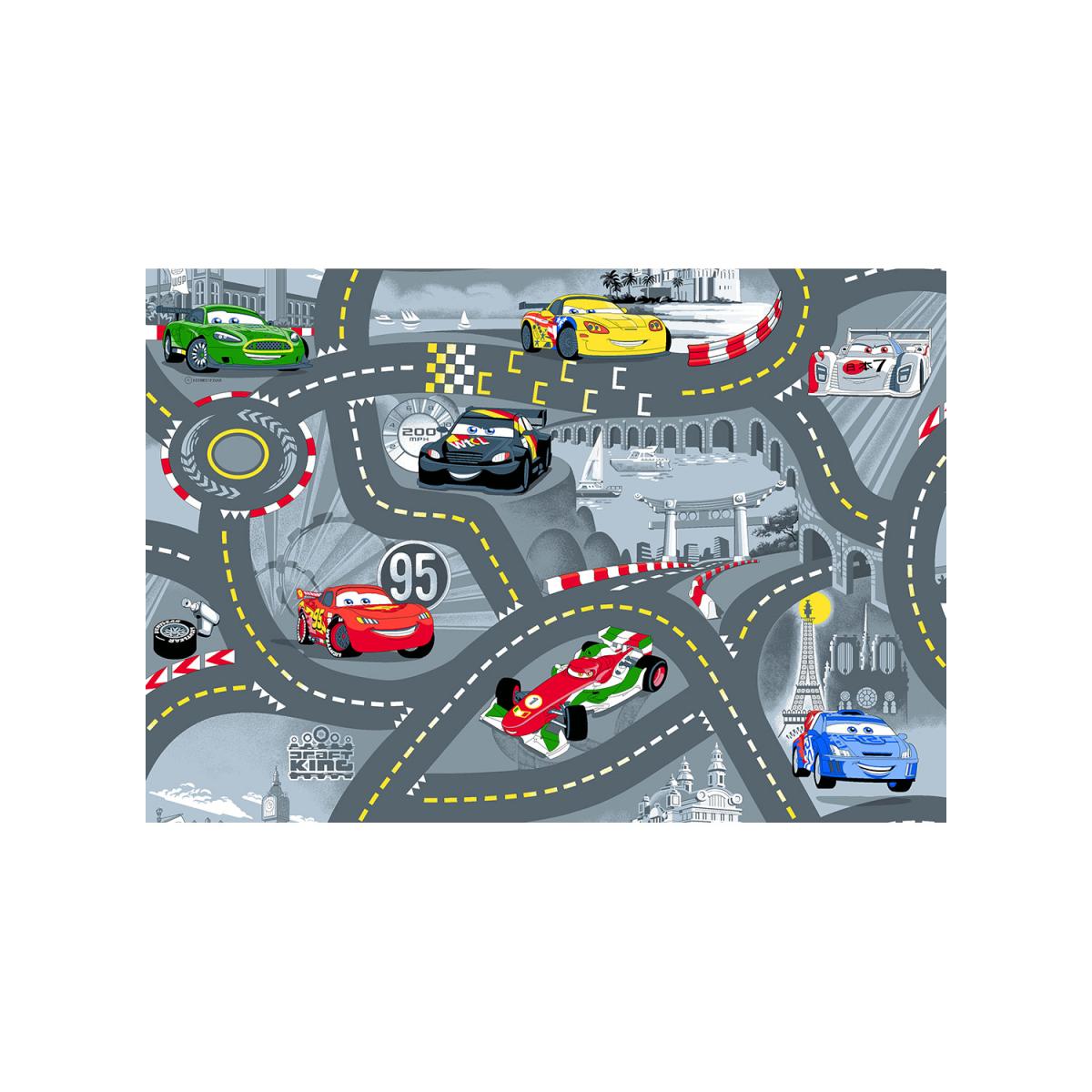 Tapis Enfant 95x133 Cm Rectangulaire The World Of Cars 2 Gris Chambre Adapte Au Chauffage Par Le Sol Leroy Merlin