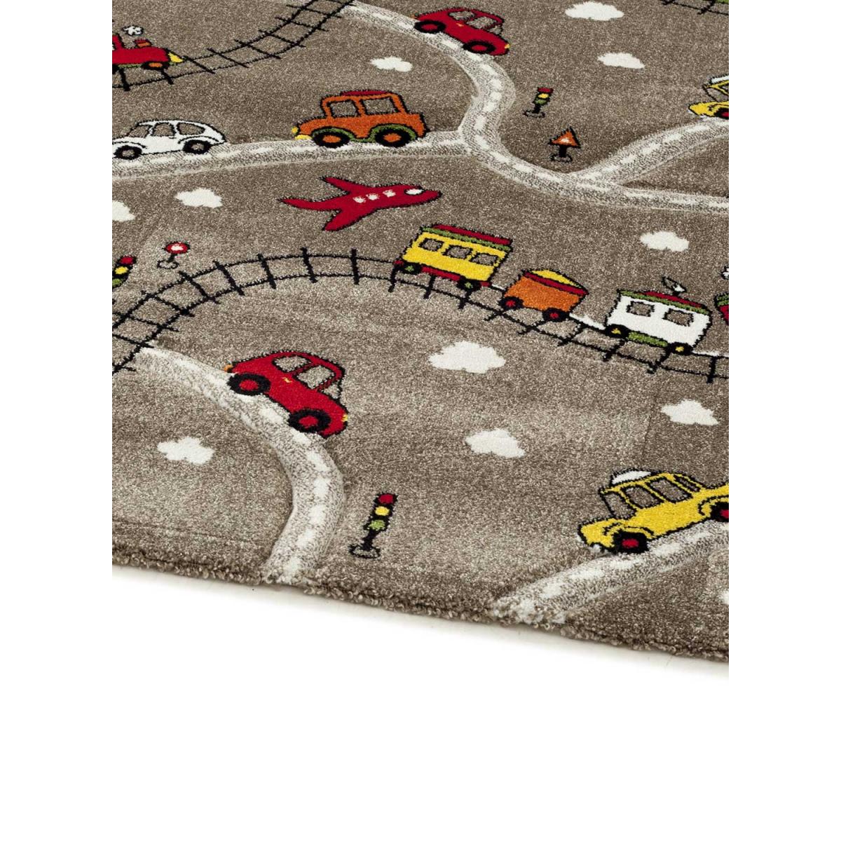 Tapis Enfant 133x133 Cm Rond Chemin De Fer Marron Chambre Adapte Au Chauffage Par Le Sol Leroy Merlin