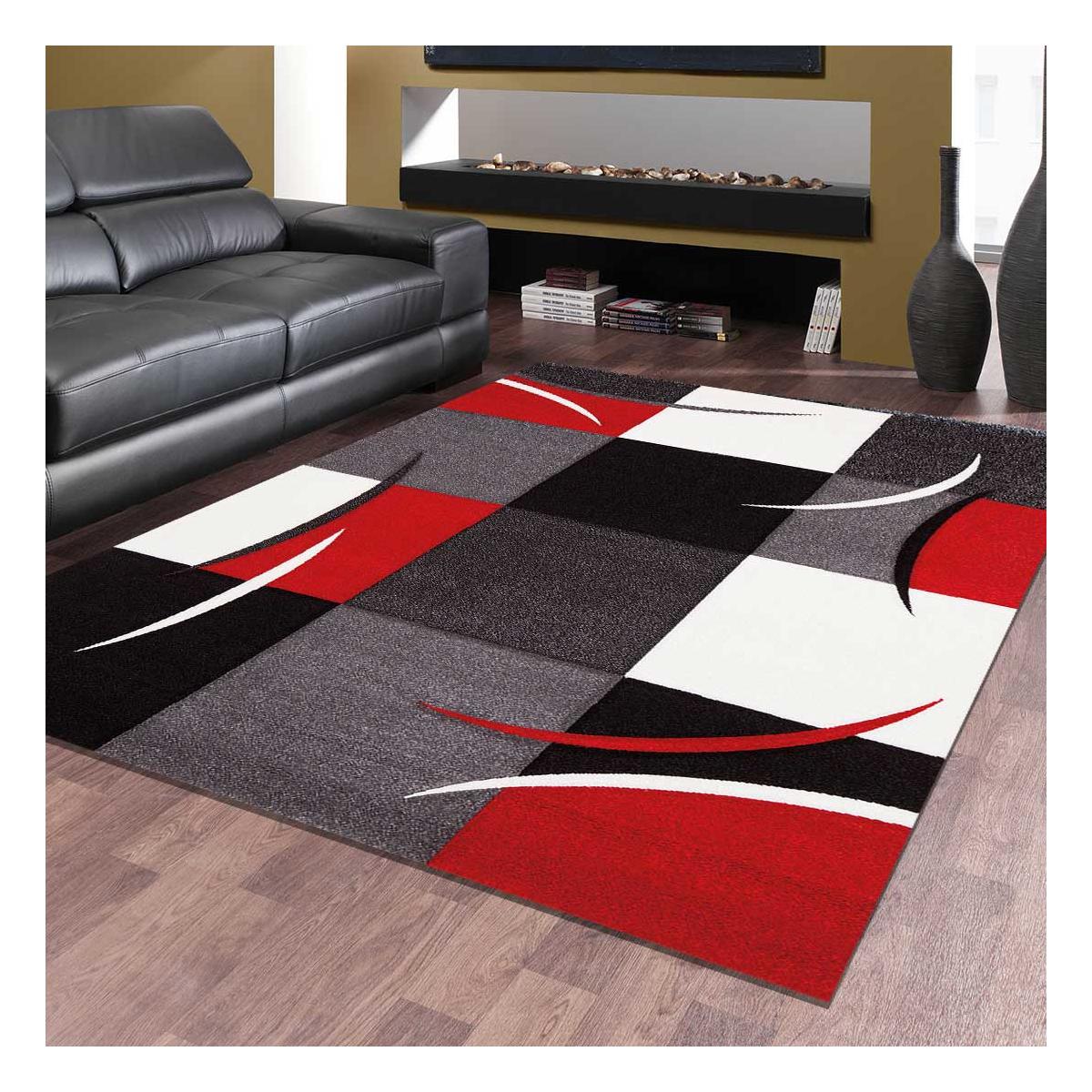 Tapis Design Et Moderne 200x290 Cm Rectangulaire Diavirgule Rouge Salle