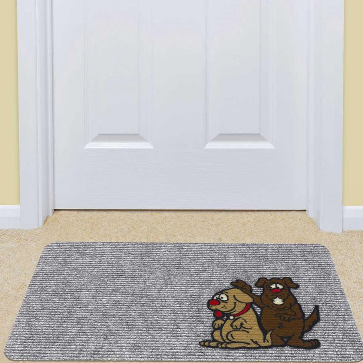 Paillasson DOGS Gris 40x60 en polypropylène doux et soyeux Leroy Merlin