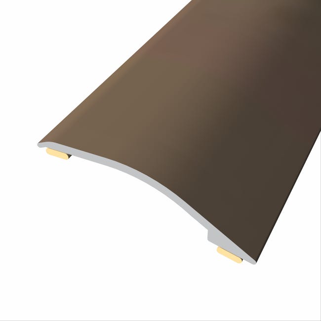 Barre de seuil + base différence niveau aluminium coloris (42) Chêne poli  Long 90 cm larg 3,9cm Ht 1,4cm