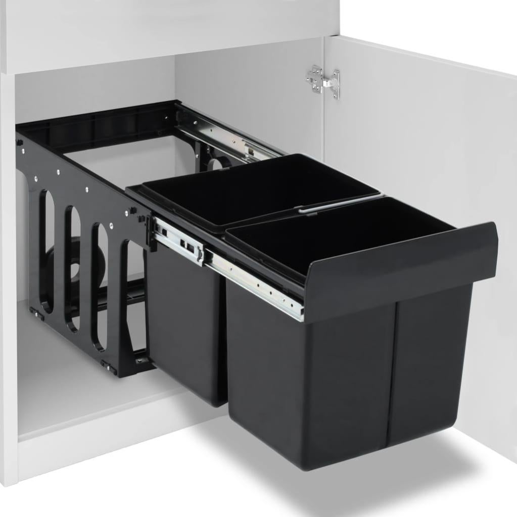 Cassetto Estraibile Per Rifiuti Festnight Per Mobile Cucina – Capacità 20/36/48 L – Chiusura Soft-close ABS – Colore Nero - 4