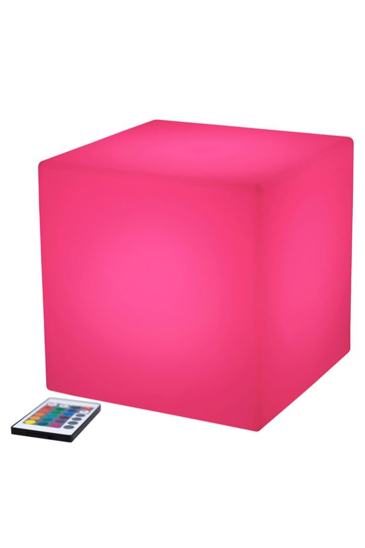 Cube Lumineux LED Extérieur Tectake, 35x35x35 Cm, 16 Couleurs RGB, 5 Modes, Résistant Aux Intempéries - Blanc