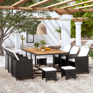 Ensemble salon de jardin 6 personnes grande table rectangulaire pliable + 6 chaises  pliantes métal résine tressée PS chocolat - La Poste