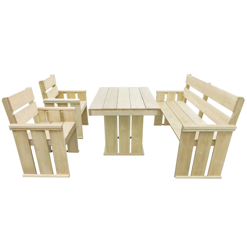 VidaXL Set De Comedor De Jardín 4 Piezas Madera De Pino Impregnada ...