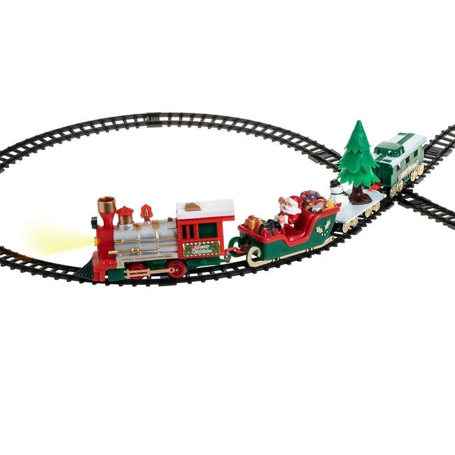 Train de Noël 16 pièces Locomotive à piles