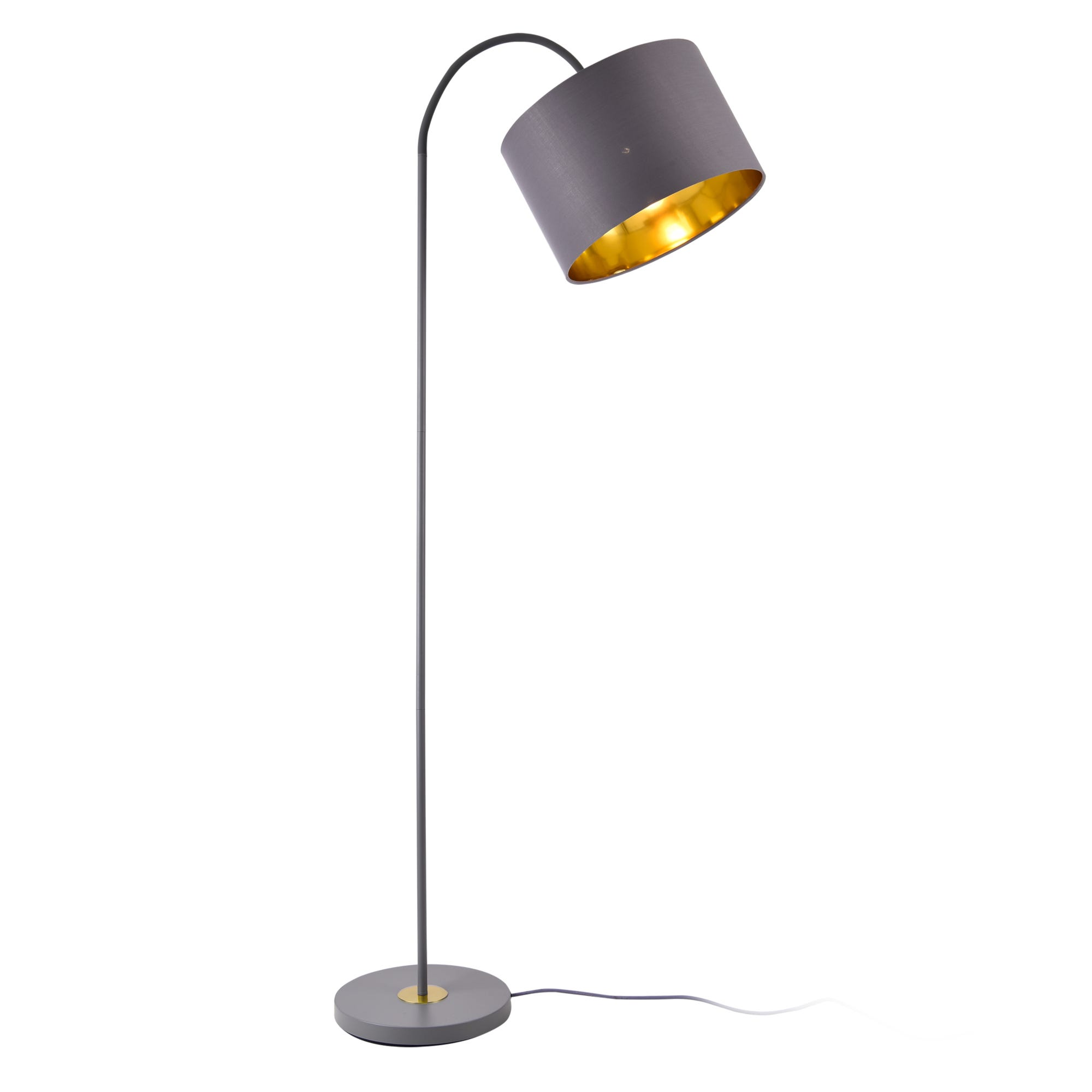 Lampe Sur Pied Design Lampadaire Moderne Stylé Abat-jour Inclinable Métal  Textile E27 Hauteur 173 Cm Gris [lux.pro]