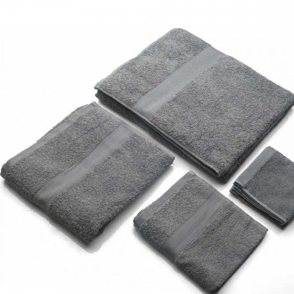 Set di asciugamani per il bagno in cotone di colore grigio, colore grigio