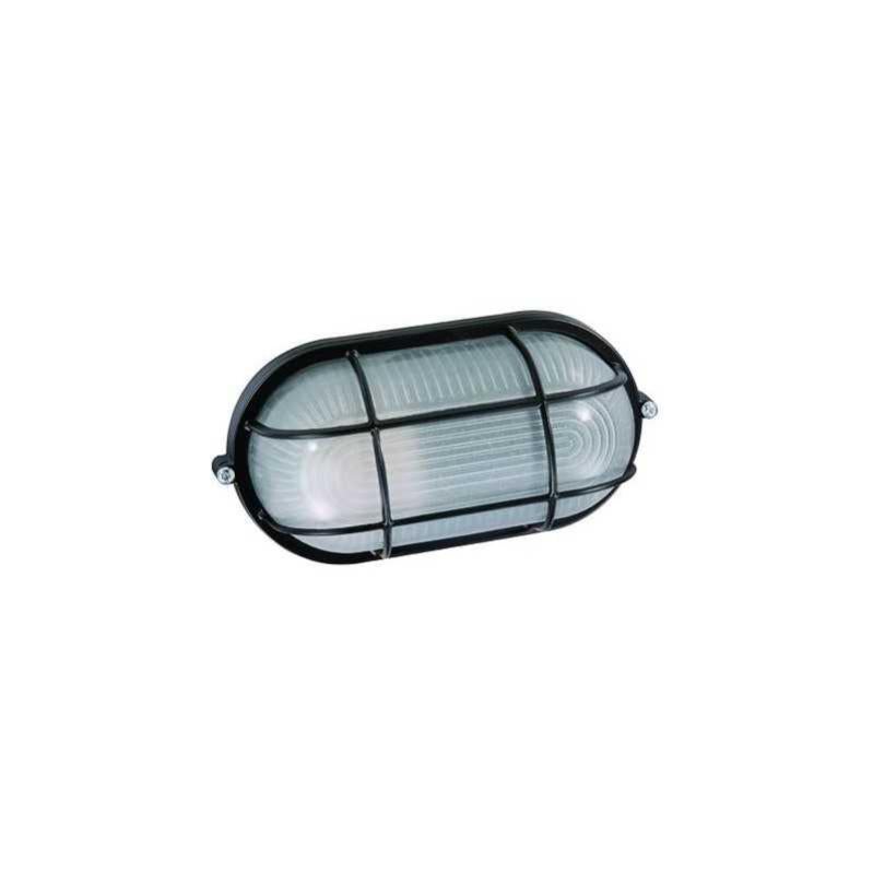 Plafoniera Ovale Brixo - Corpo In Nylon Con Vetro Infrangibile E Griglia 1031N, Colore Bianco, H 17 Cm