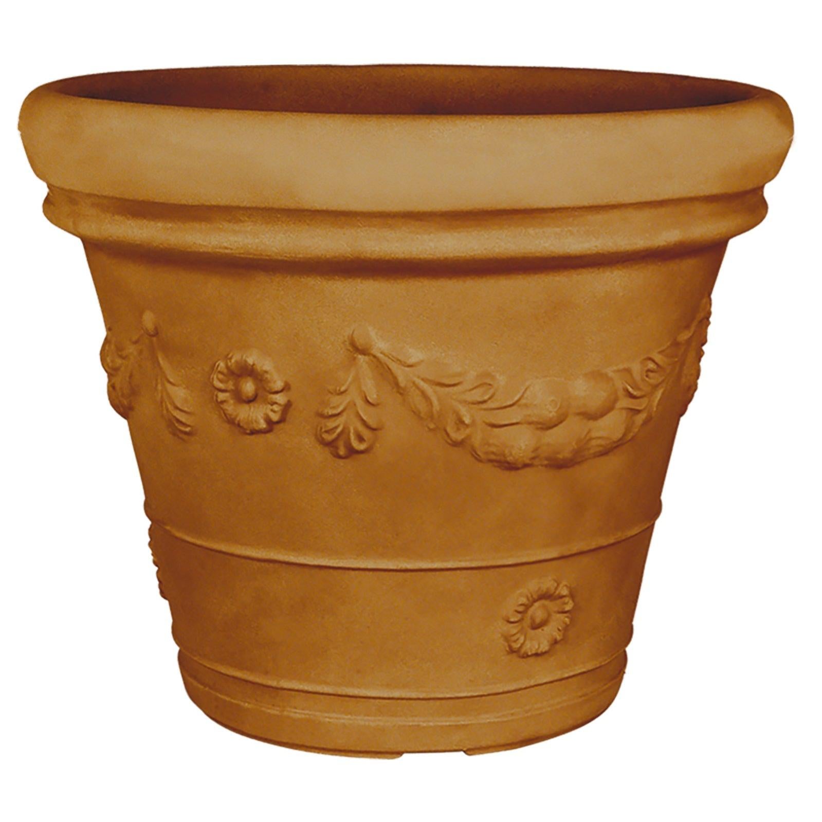 Vaso Tondo Festonato 50 Cm in Resina colore Terracotta Doppio Bordo | Leroy Merlin