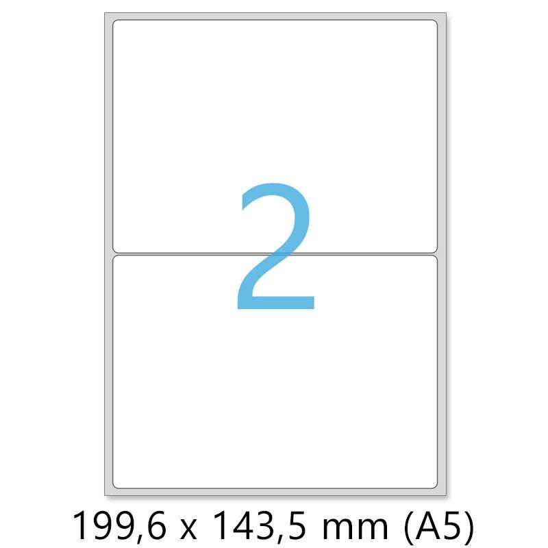 Étiquette Autocollante expédition 210 x 148.5 mm A5 2 étiquettes par planche A4 