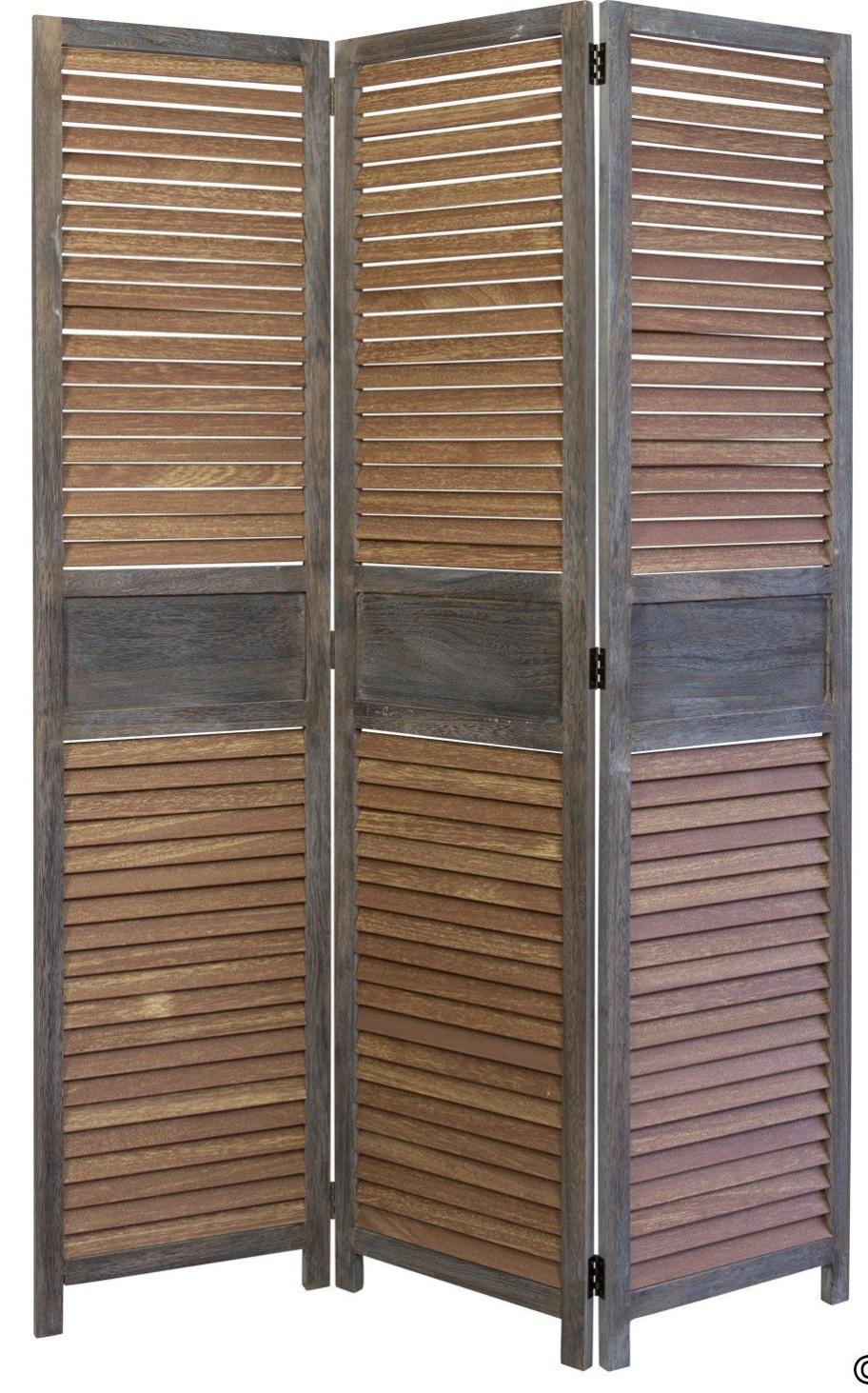 Paravent 3 Panneaux Marron En Bois 120x170cm Par06027 Leroy Merlin