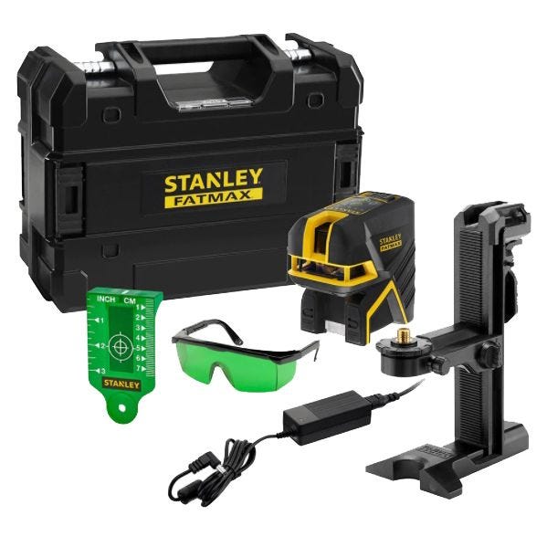 Niveau laser croix 5 points Stanley SCPG5 vert Fatmax batterie 2 Ah chargeur