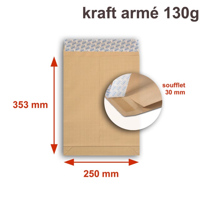 Pochette Kraft Armé 130 g/m² - Enveloppe commerciale