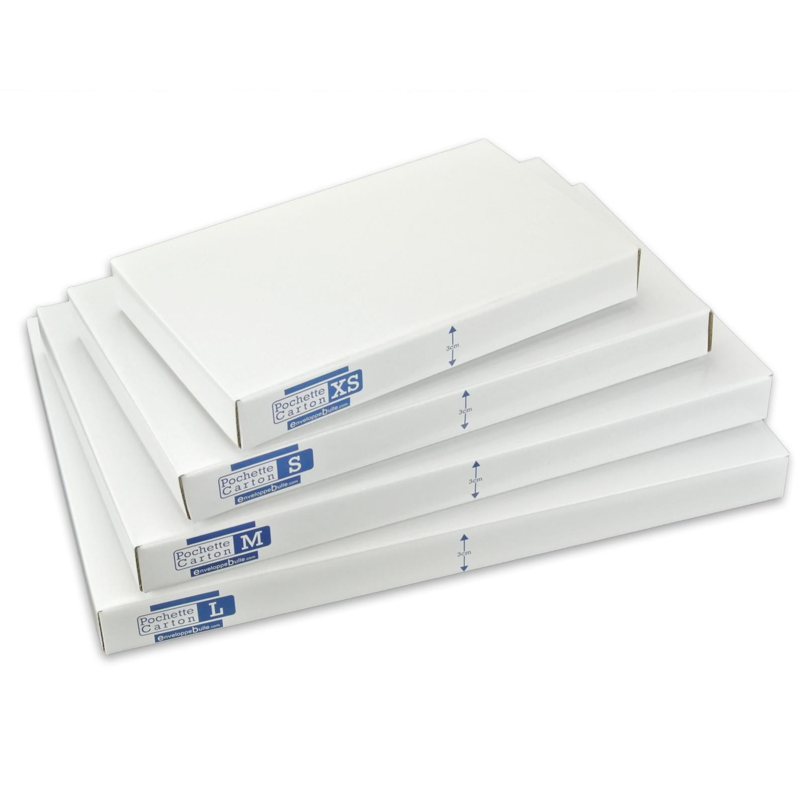 Lot de 5 Boîtes Pochettes Carton XS - hauteur 3cm - format 140x225 mm - 5