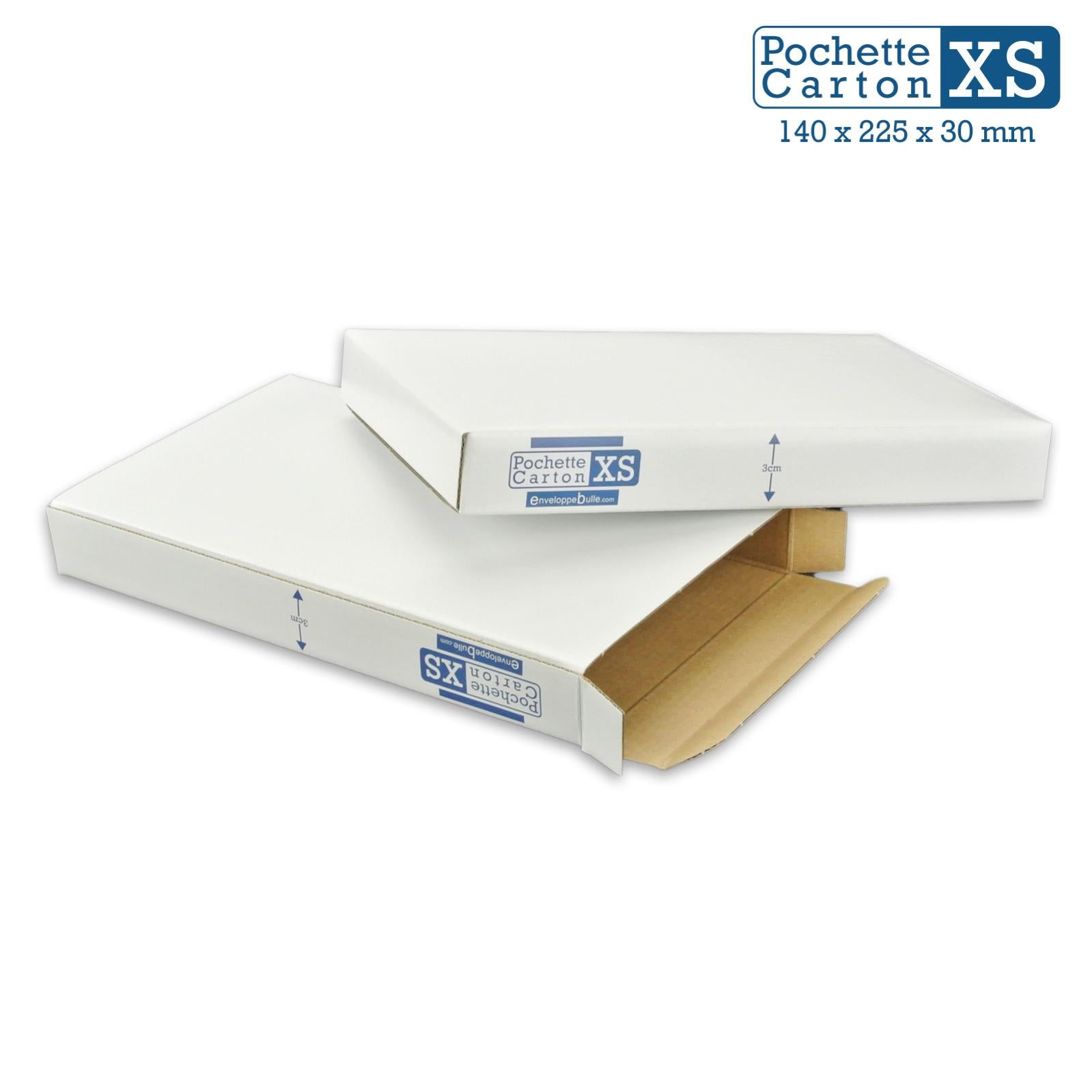 Lot de 5 Boîtes Pochettes Carton XS - hauteur 3cm - format 140x225 mm - 3