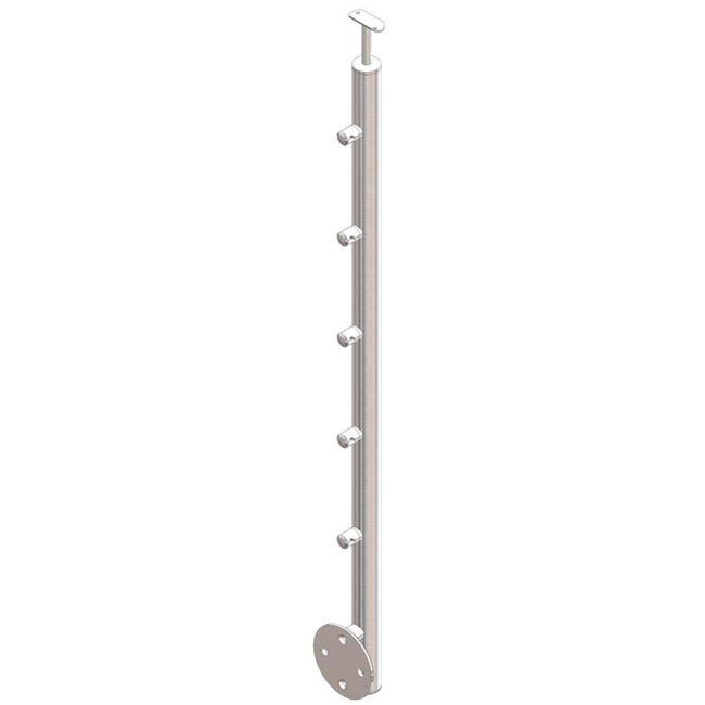 Poteau Rond Pose Lat rale Inox 304 Avec 5 Supports Pour Barre Diam poteau-rond-pose-lat-rale-inox-304-avec-5-supports-pour-barre-diam