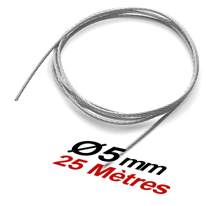 7x7 25m câble acier inox 5mm cordage torons 