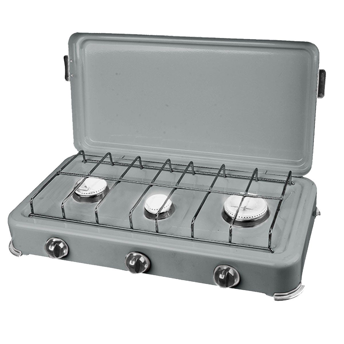 INTEC Plaque de cuisson gaz portable 3 feux 3000W Rechaud gaz  butane/Propane Bruleurs inox Couvercle amovible INTEC pas cher 