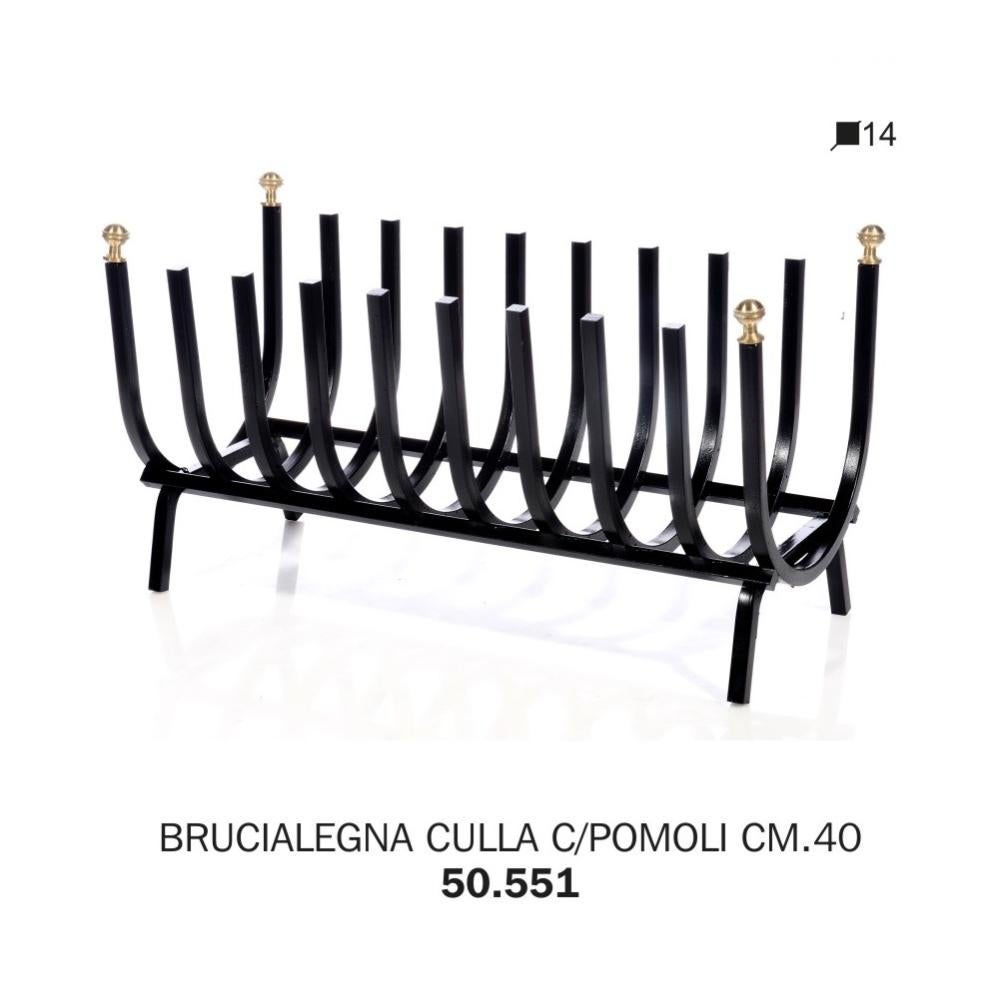 Brucialegna en Fer De 60 CM pour Cheminée Avec Boutons Laiton