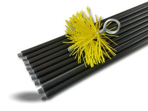 Kit de ramonage conduits & tuyaux gainés 7 mètres - 1 Hérisson synthétique  Nylon flexible ø 200 mm - 5 cannes de 1.4m