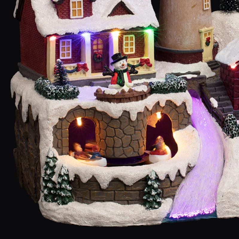 Base à Paillettes Pour Village De Noël - Blanc - 54 Cm De Hauteur - Matière PVC - Décoration Festive Et élégante
