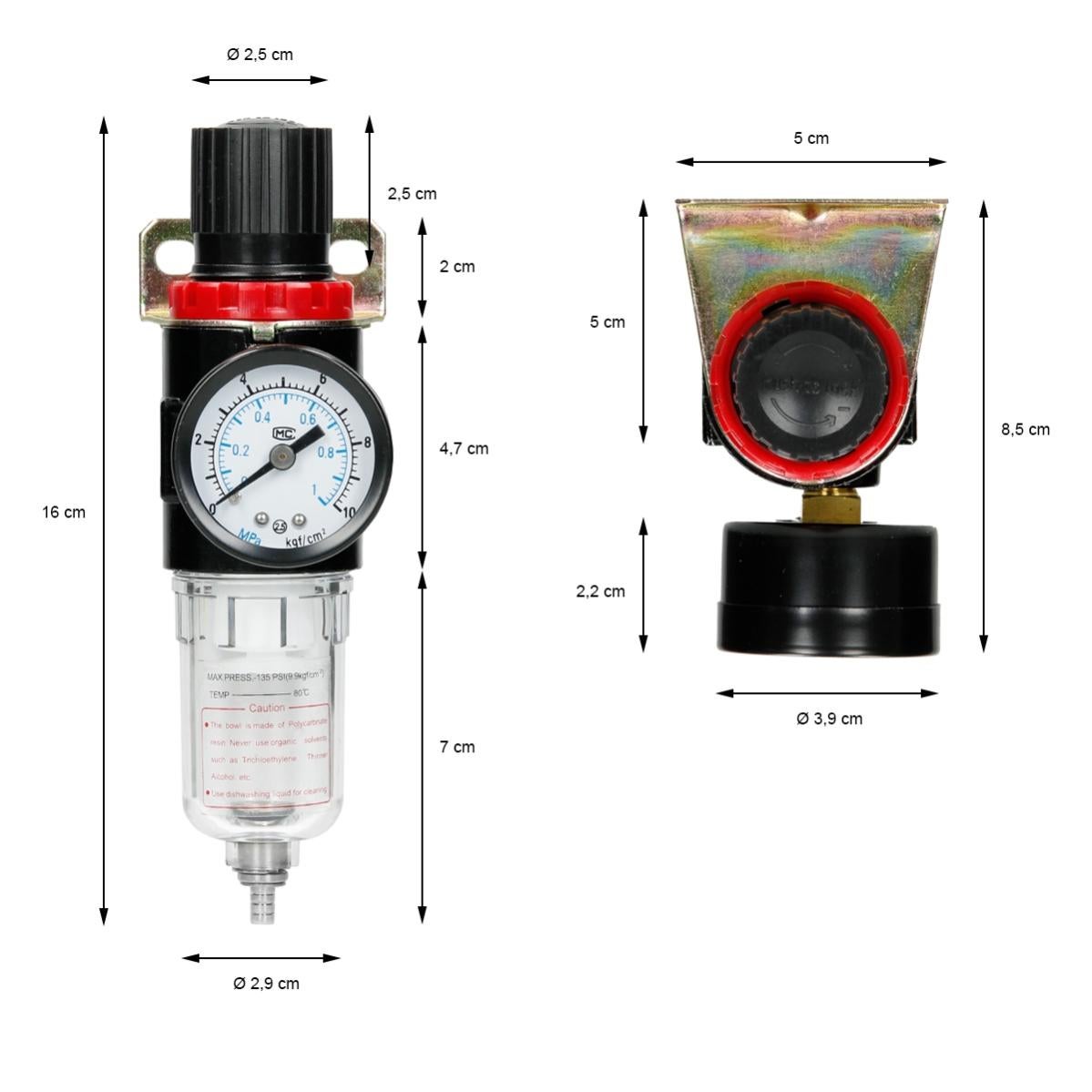 ORAZIO Régulateur De Filtre à Air 3/8", Piège De Séparateur D