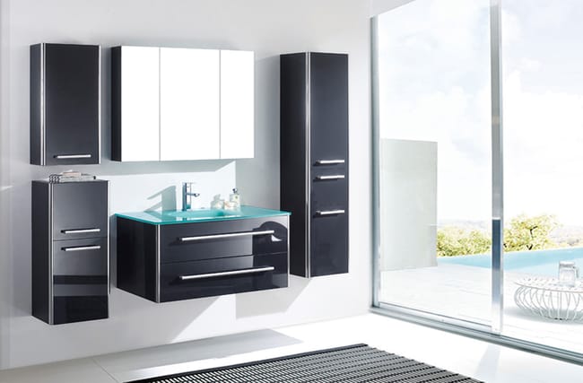 Jin Gris Meuble Salle De Bain Simple Vasque 90 Cm 3 Colonnes Espace Insell Leroy Merlin