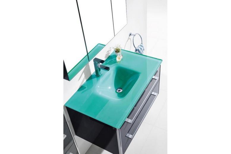 Lia Gris Meuble Salle De Bain Simple Vasque 90 Cm 1 Colonne 1 Miroir Armoire Espace Insell Leroy Merlin