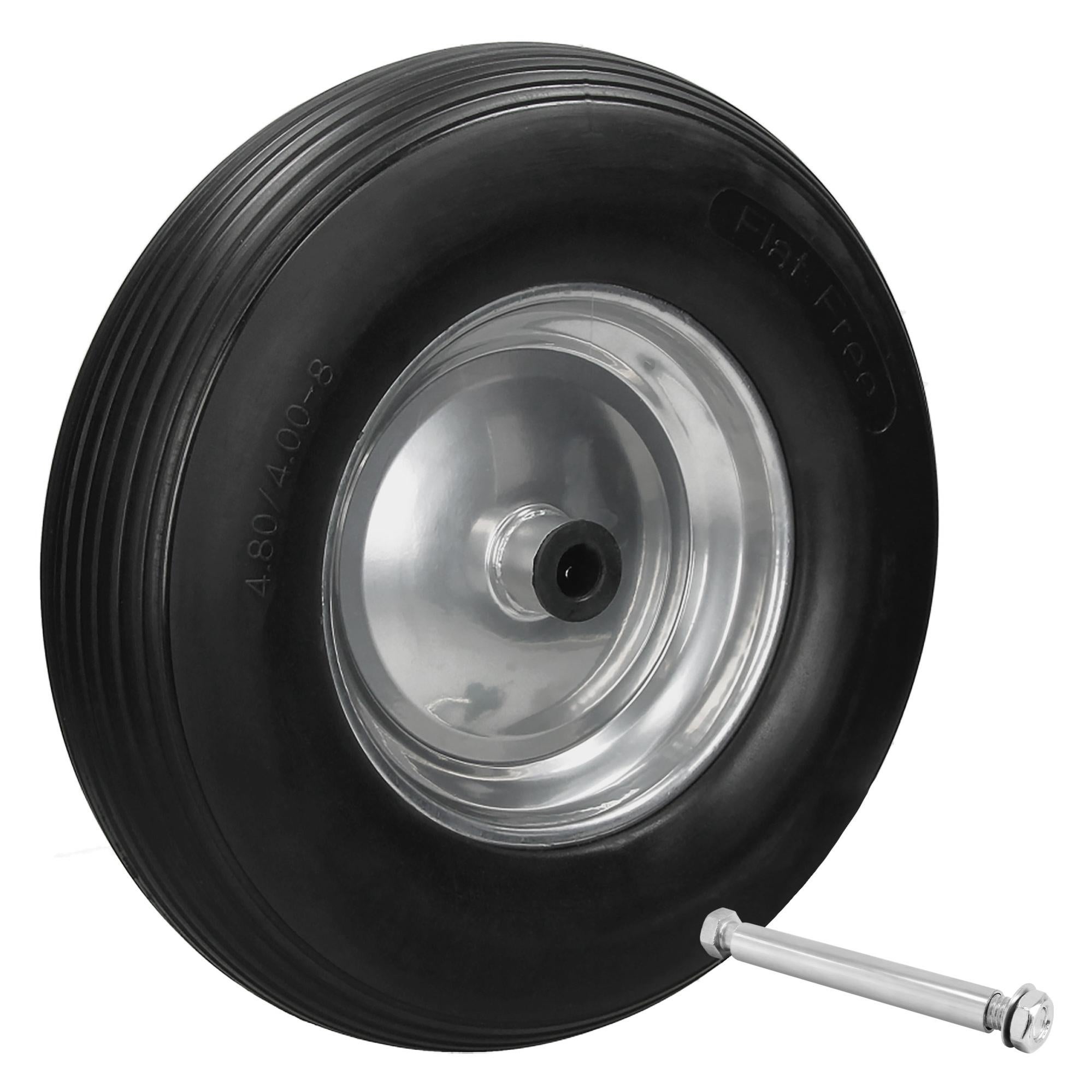 Roue De Brouette Increvable Eulenke - 2 Roues Pleines En Caoutchouc, Taille 4.80/4.00-8, Pour Charges Jusqu'à 200 Kg - Idéale Jardin Et Chantier