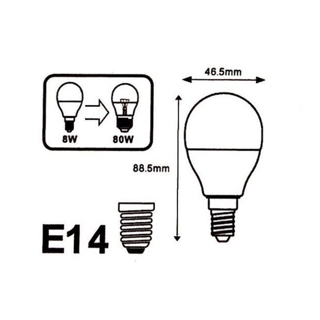 Ampoule LED E14 8W 220V G45 300° (Pack de 10) - Blanc Froid 6000K - 8000K -  SILAMP
