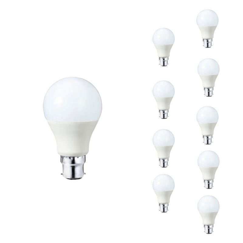 Ampoule Led B22 9w 220v A60 180° Pack De 10 Blanc Chaud 2300k